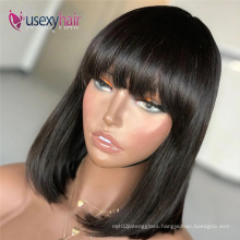 Hot selling human hair extension wigs remi wig vendors free sample vietnamese raw hair machine bob wigs with bangs